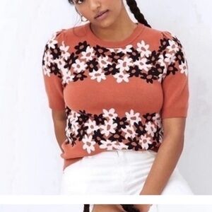 Maeve Floral Sweater in Orange and Black